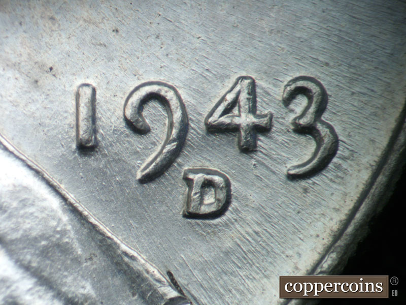 Die-stage B marker on 1943D•1DO•022 (1943 Doubled Die Obverse).