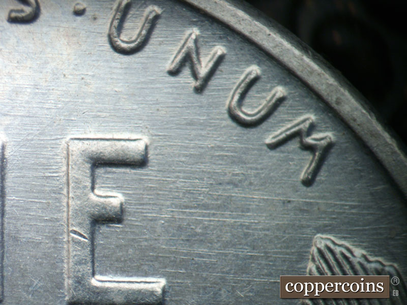 Die-stage B marker on 1943D•1DO•022 (1943 Doubled Die Obverse).