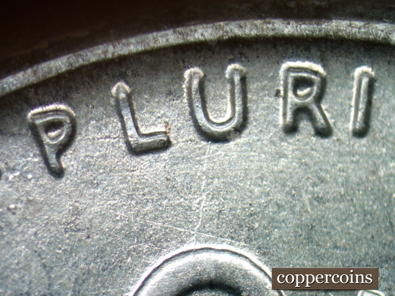 Die-stage B marker on 1943D•1DR•001 (1943 Doubled Die Reverse).