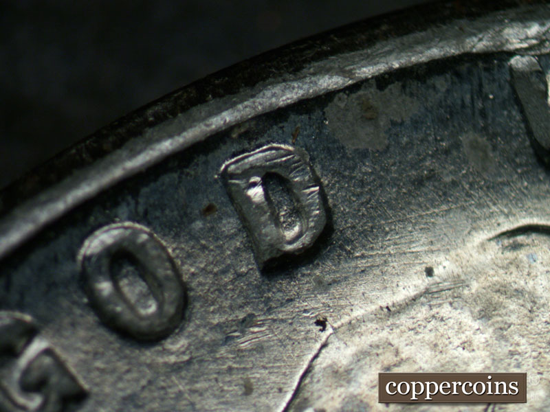 Die-stage B marker on 1943D•1DR•003 (1943 Doubled Die Reverse).