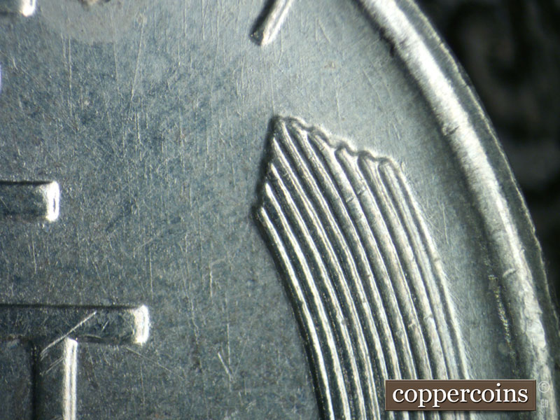1943 Lincoln cent obverse, CopperCoins die 1943D•1DR•010.