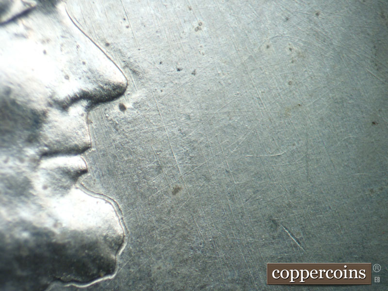 Die-stage B marker on 1943D•1DR•010 (1943 Doubled Die Reverse).