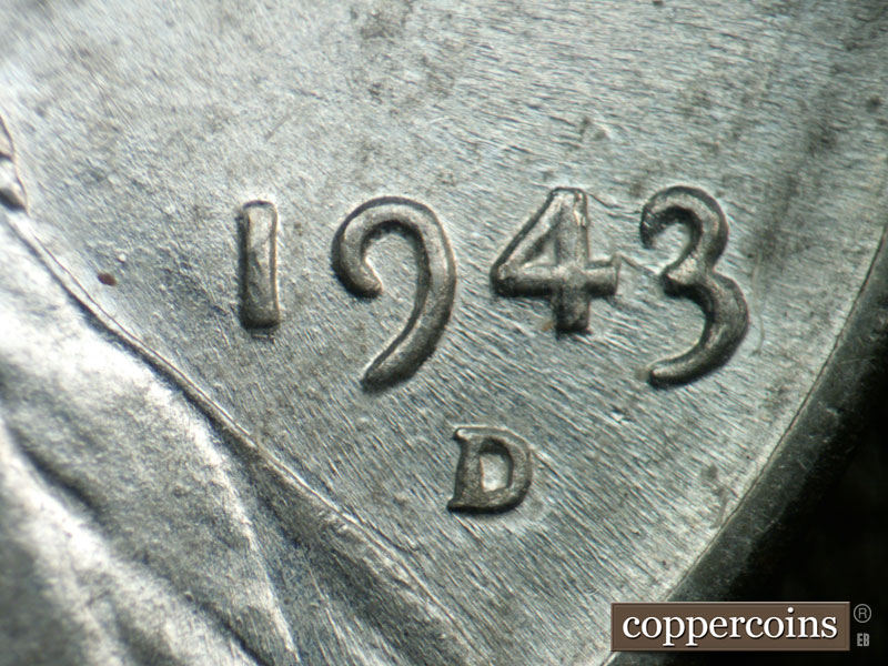 Die-stage B marker on 1943D•1DR•012 (1943 Doubled Die Reverse).