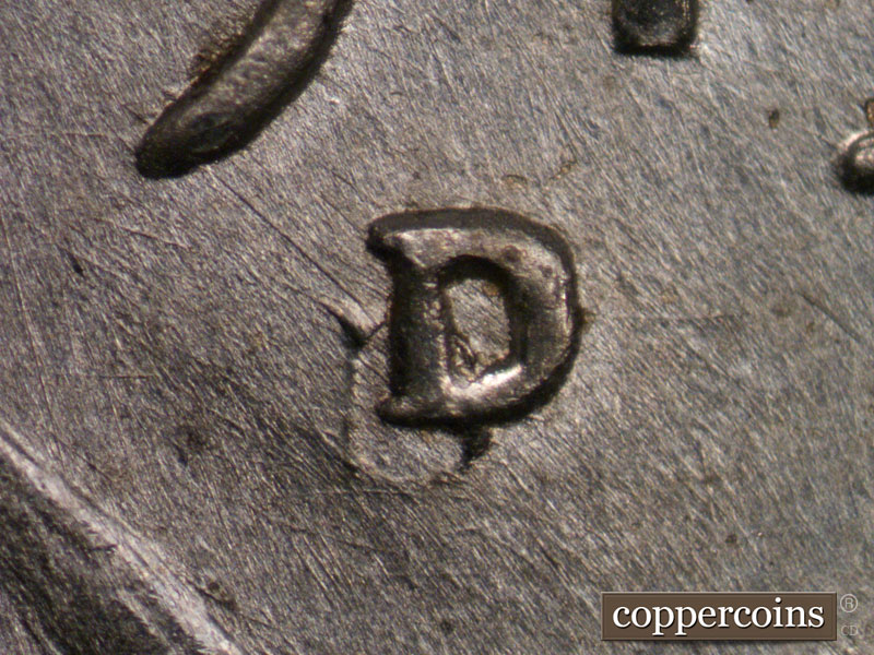 Die-stage A marker on 1943D•1MM•001 (1943 Repunched Mint Mark).