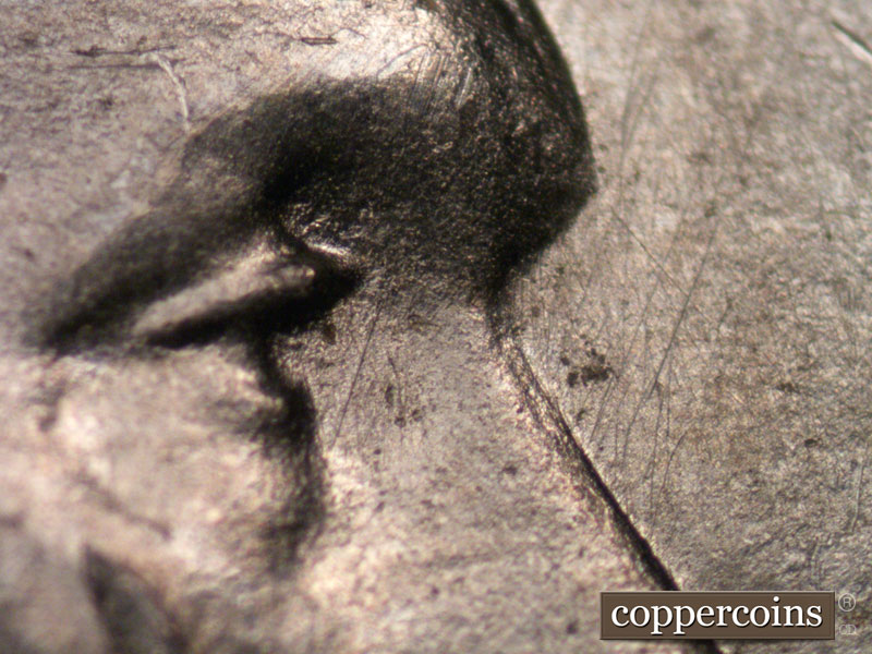 Die-stage A marker on 1943D•1MM•001 (1943 Repunched Mint Mark).