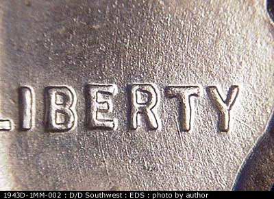 Die-stage A marker on 1943D•1MM•002 (1943 Repunched Mint Mark).