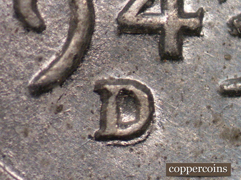 1943 Lincoln cent obverse, CopperCoins die 1943D•1MM•004.