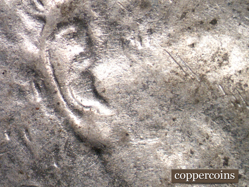 Die-stage B marker on 1943D•1MM•004 (1943 Repunched Mint Mark).
