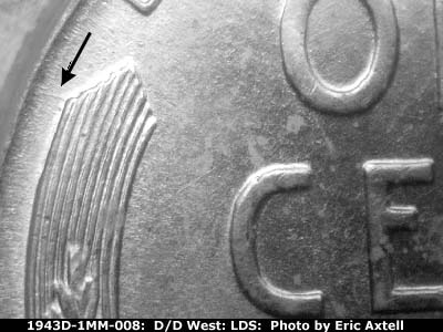 Die-stage C marker on 1943D•1MM•008 (1943 Repunched Mint Mark).
