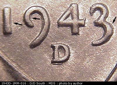 1943 Lincoln cent obverse, CopperCoins die 1943D•1MM•016.