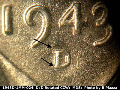 1943 Lincoln cent obverse, CopperCoins die 1943D•1MM•024.