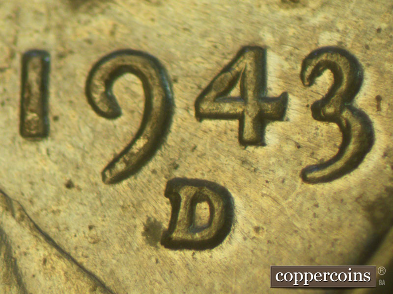 Die-stage B marker on 1943D•1MM•025 (1943 Repunched Mint Mark).