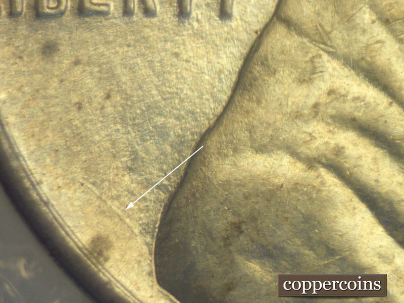 Die-stage B marker on 1943D•1MM•025 (1943 Repunched Mint Mark).