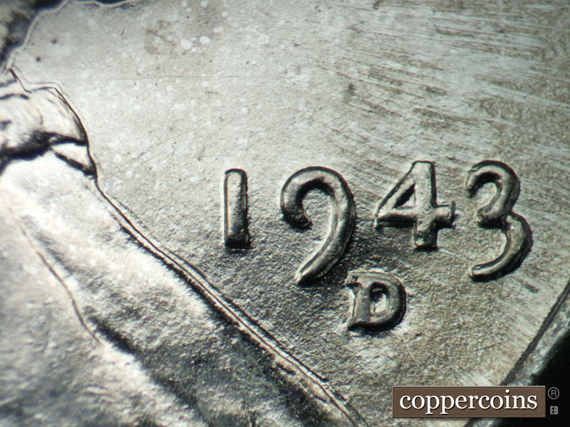 Die-stage B marker on 1943D•1MM•026 (1943 Repunched Mint Mark).