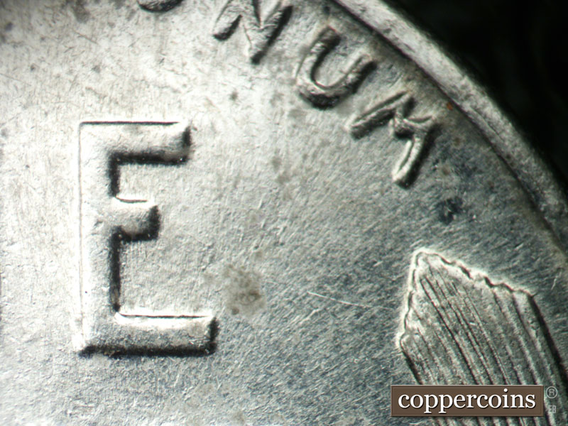 Die-stage B marker on 1943P•1DO•008 (1943 Doubled Die Obverse).