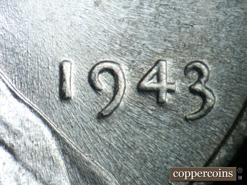 Die-stage C marker on 1943P•1DO•008 (1943 Doubled Die Obverse).