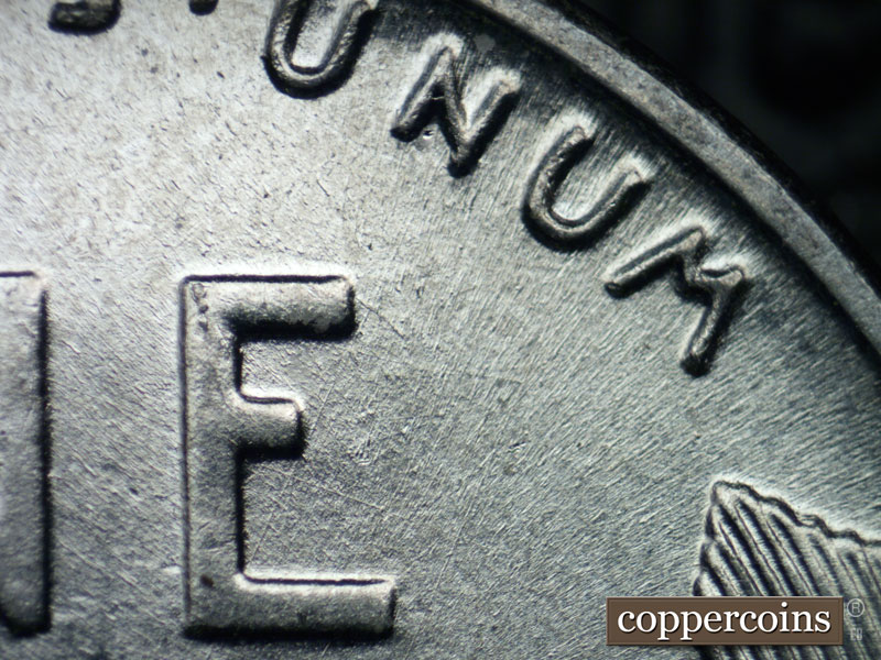 Die-stage B marker on 1943P•1DO•020 (1943 Doubled Die Obverse).