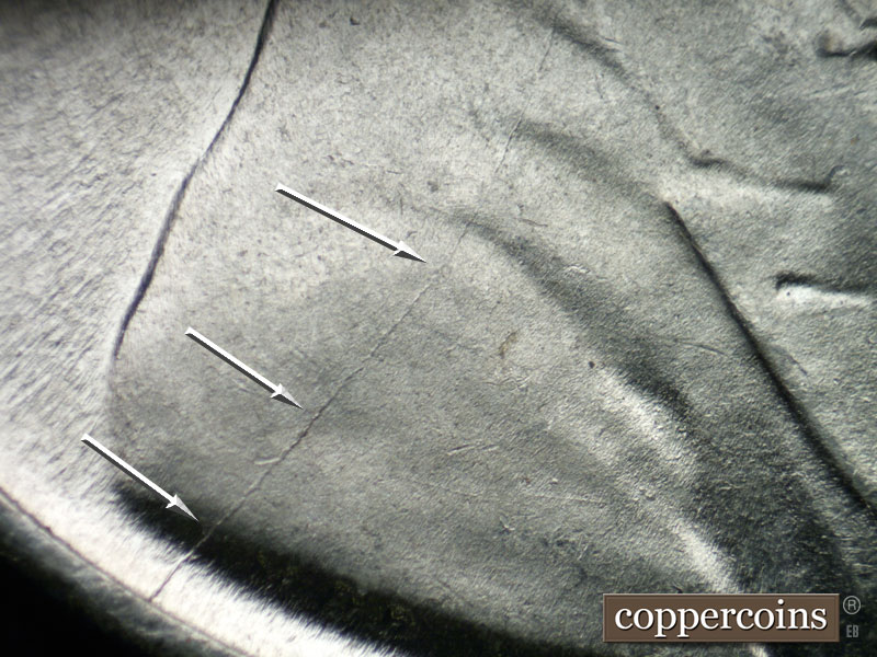 Die-stage C marker on 1943P•1DO•022 (1943 Doubled Die Obverse).
