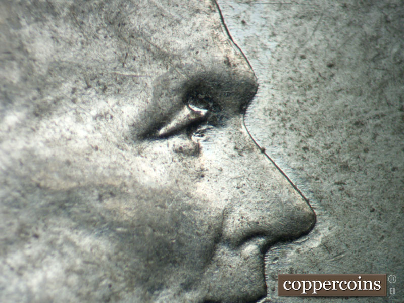 Die-stage A marker on 1943P•1DO•025 (1943 Doubled Die Obverse).