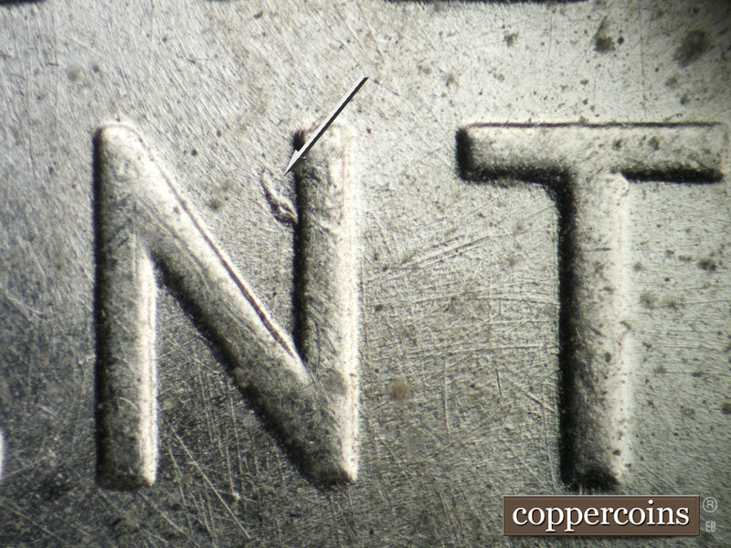 Die-stage B marker on 1943P•1DO•026 (1943 Doubled Die Obverse).