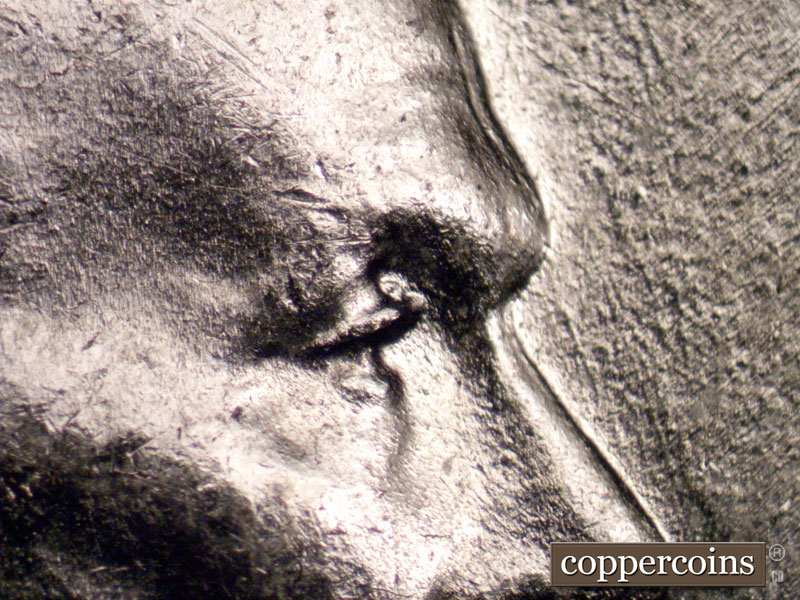 1943 Lincoln cent obverse, CopperCoins die 1943P•1DO•027.