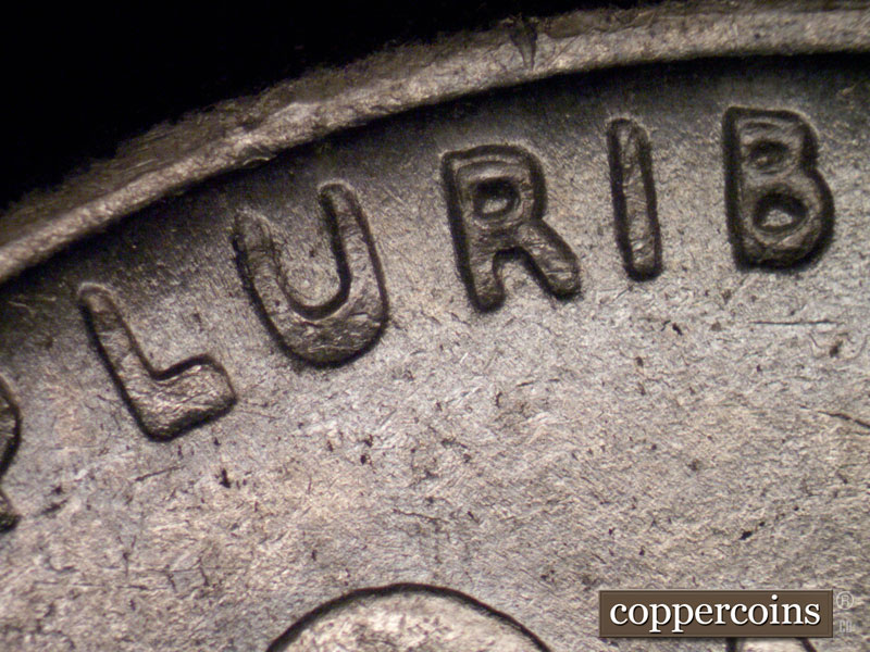 Die-stage B marker on 1943P•1DO•027 (1943 Doubled Die Obverse).