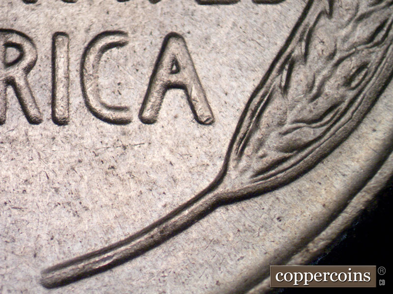 Die-stage B marker on 1943P•1DO•027 (1943 Doubled Die Obverse).