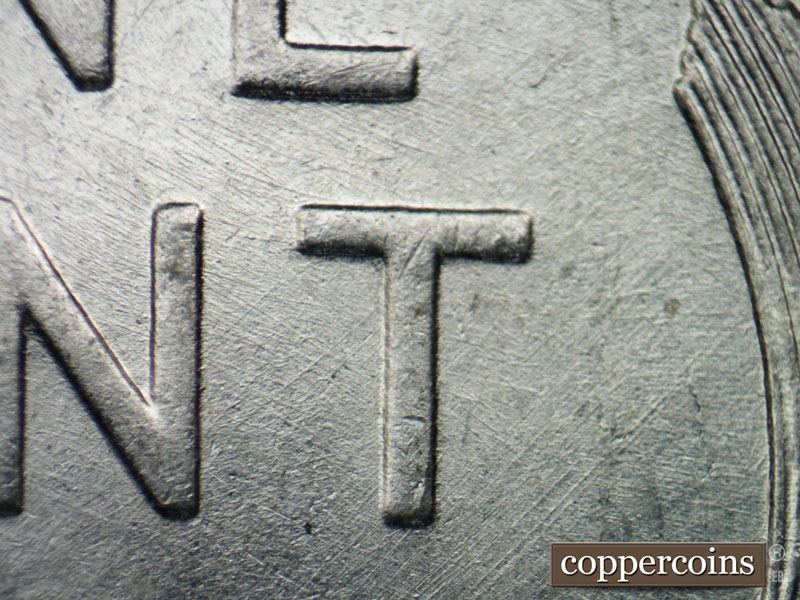 Die-stage B marker on 1943P•1DO•028 (1943 Doubled Die Obverse).