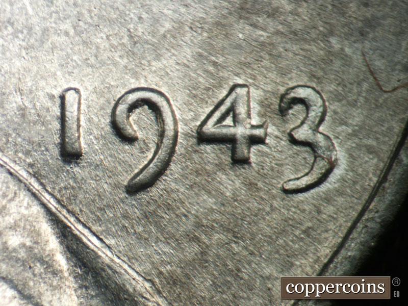 Die-stage B marker on 1943P•1DO•029 (1943 Doubled Die Obverse).