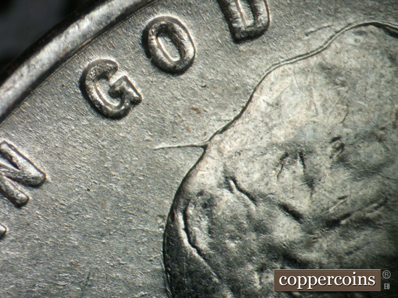Die-stage B marker on 1943P•1DO•029 (1943 Doubled Die Obverse).