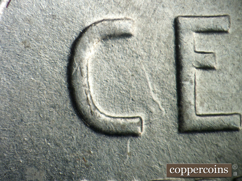 Die-stage B marker on 1943P•1DO•029 (1943 Doubled Die Obverse).