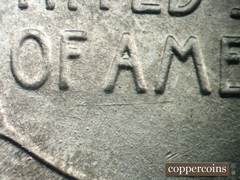 Die-stage B marker on 1943P•1DO•030 (1943 Doubled Die Obverse).
