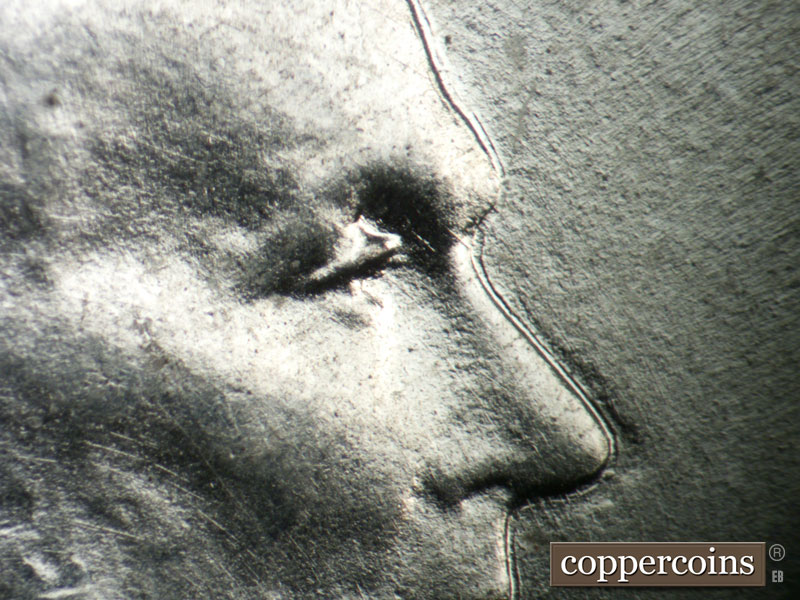 1943 Lincoln cent obverse, CopperCoins die 1943P•1DO•033.