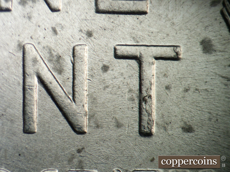 Die-stage B marker on 1943P•1DO•033 (1943 Doubled Die Obverse).
