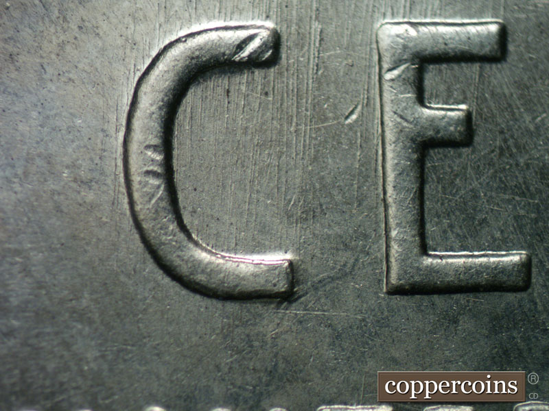 Die-stage A marker on 1943P•1DO•034 (1943 Doubled Die Obverse).