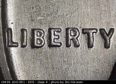 Die-stage A marker on 1943S•1DO•001 (1943 Doubled Die Obverse).