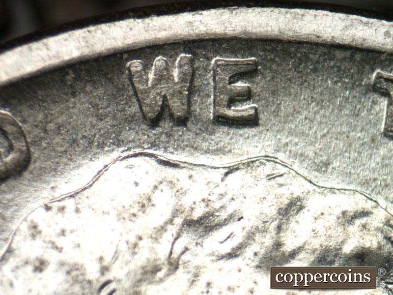 Die-stage B marker on 1943S•1DO•003 (1943 Doubled Die Obverse).