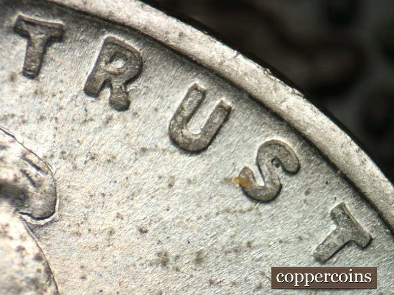 Die-stage B marker on 1943S•1DO•003 (1943 Doubled Die Obverse).