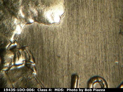 Die-stage B marker on 1943S•1DO•006 (1943 Doubled Die Obverse).