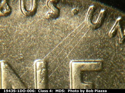 Die-stage B marker on 1943S•1DO•006 (1943 Doubled Die Obverse).