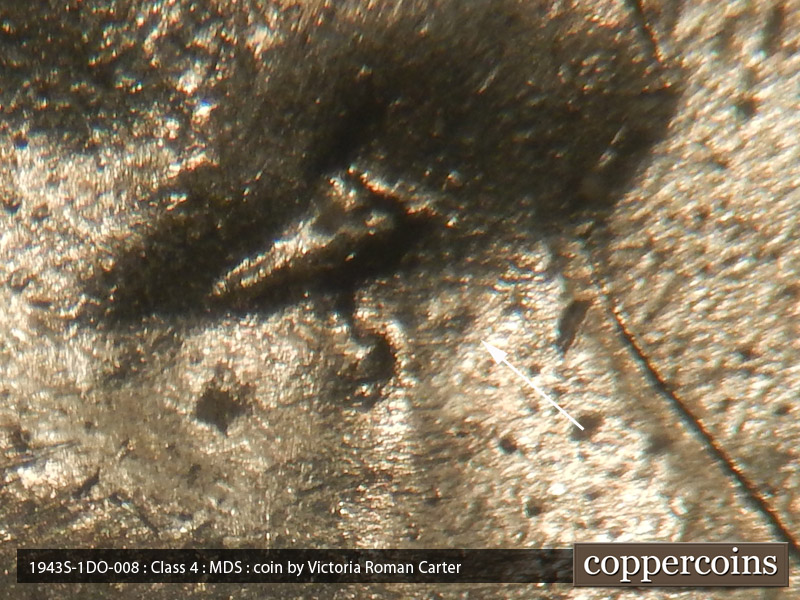 1943 Lincoln cent obverse, CopperCoins die 1943S•1DO•008.