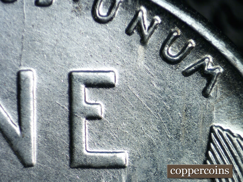 Die-stage B marker on 1943S•1DO•009 (1943 Doubled Die Obverse).