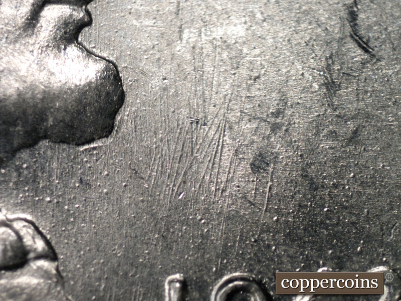 Die-stage B marker on 1943S•1DR•001 (1943 Doubled Die Reverse).