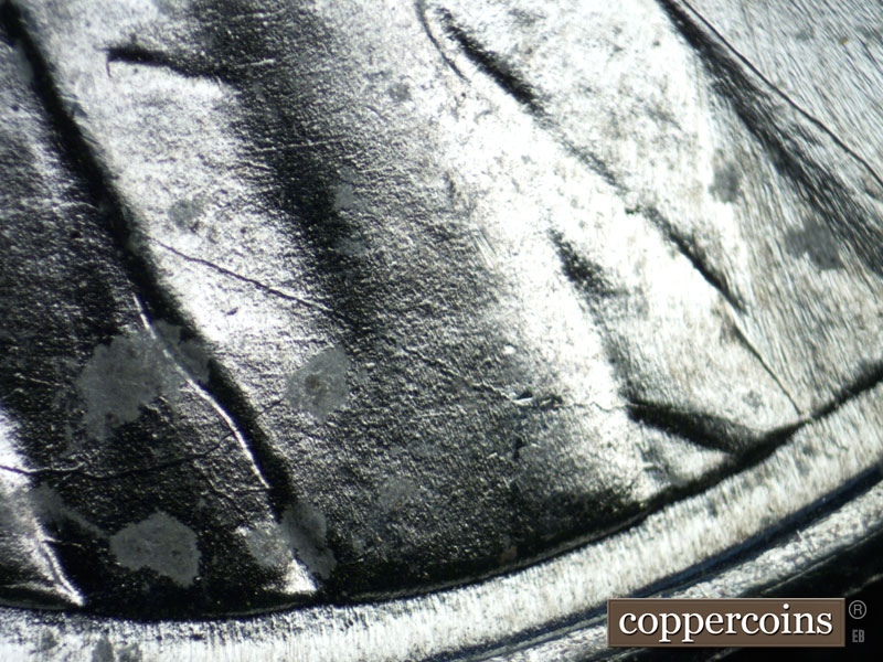 Die-stage B marker on 1943S•1DR•004 (1943 Doubled Die Reverse).