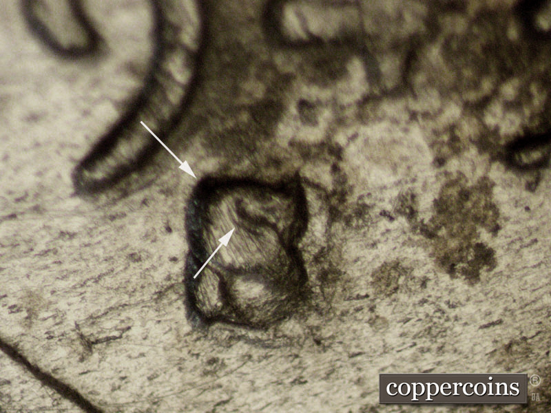 Die-stage C marker on 1943S•1MM•002 (1943 Repunched Mint Mark).