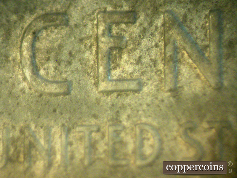 Die-stage B marker on 1943S•1MM•004 (1943 Repunched Mint Mark).