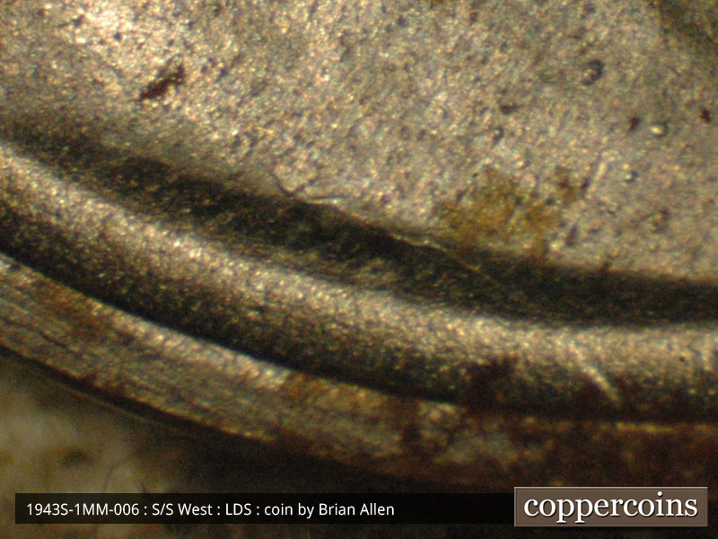 Die-stage C marker on 1943S•1MM•006 (1943 Repunched Mint Mark).