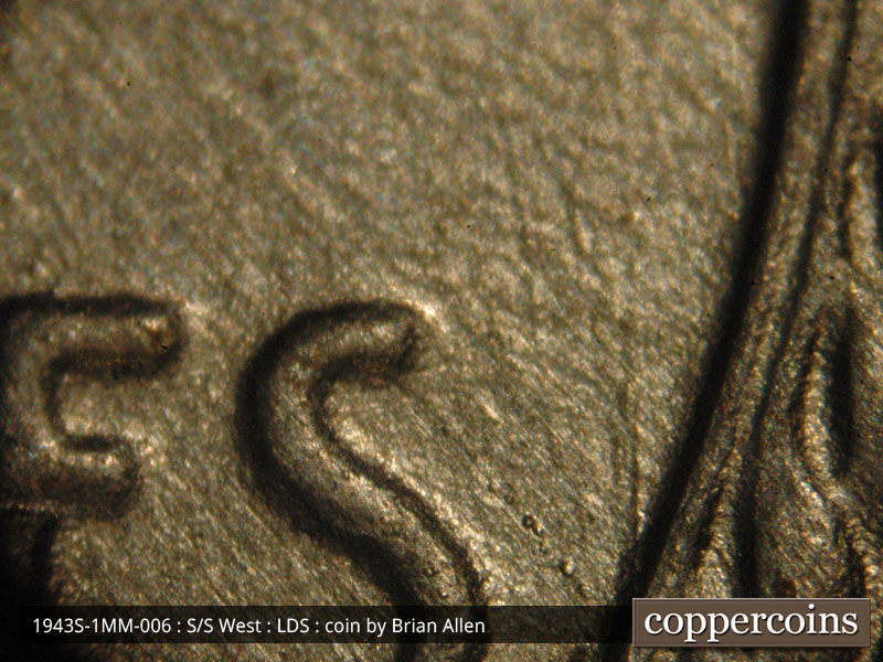 Die-stage C marker on 1943S•1MM•006 (1943 Repunched Mint Mark).