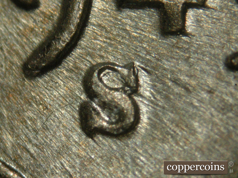 1943 Lincoln cent obverse, CopperCoins die 1943S•1MM•007.
