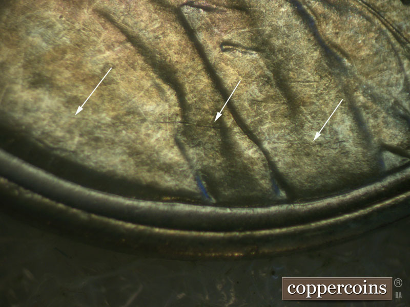 Die-stage B marker on 1943S•1MM•007 (1943 Repunched Mint Mark).